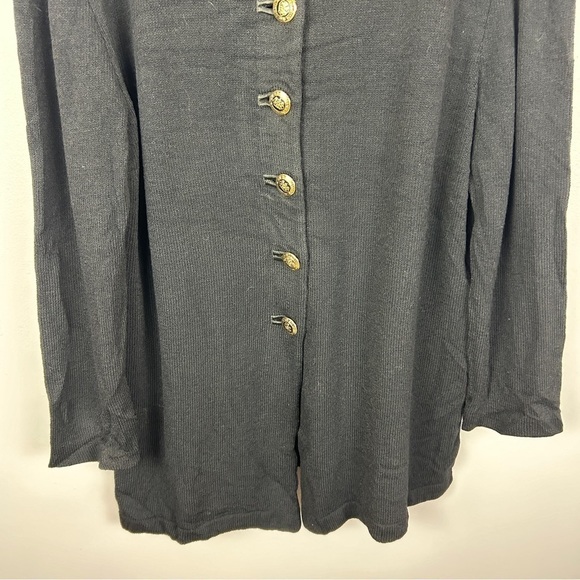 St. John Basics Santana Knit Button Front Sweater Cardigan Large Black - Picture 13 of 13